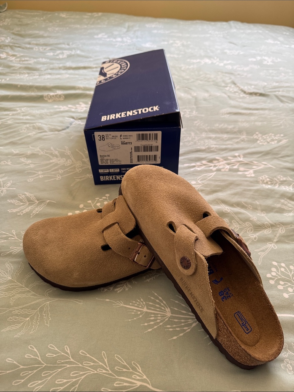 Birkenstock Kids Boston Suede Clogs in Tan